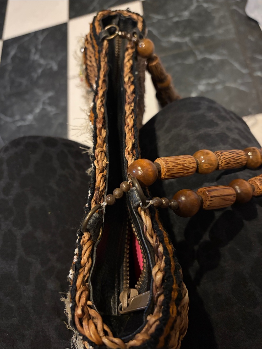 Mary Francis Wicker Beaded Shoulder Bag, 13x5x3 - Picture 3 of 10